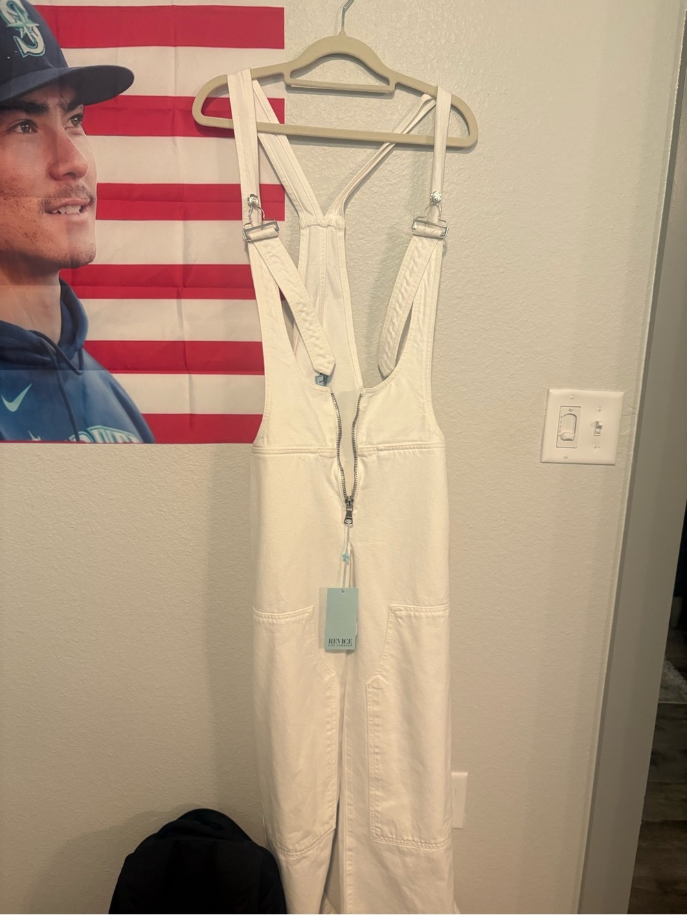 REVICE White Zip-Front Utility Jumpsuit